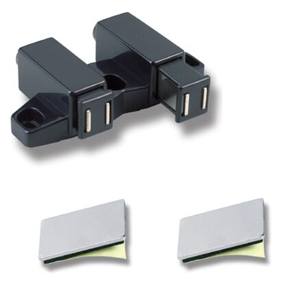 UMAXO® Push-to-Open ouvre-porte double loqueteau à ressort, loqueteau à pression magnétique automatique Touch-Latch pour meubles à visser avec contrepartie autocollante (forme rectangulaire)