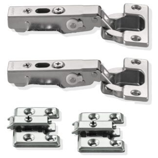 2 charnières de meuble amorties pour charges lourdes pour portes extra lourdes et extra épaisses jusqu'à 30 mm ! Avec amortisseur réglable incl. Plaques de montage. Ruban à pots, ruban pour meubles avec taille de pot 40mm de LAMP® / Japon
