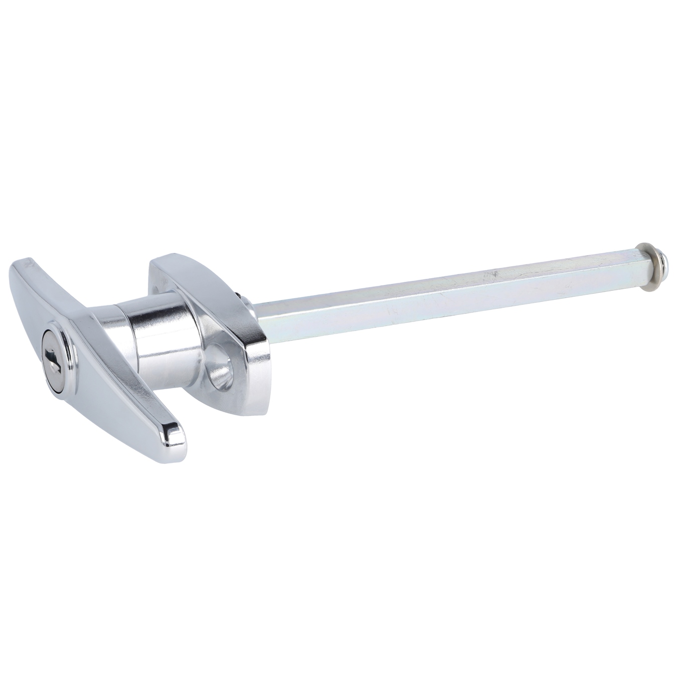 Poignée de porte de garage verrouillable de haute qualité avec cylindre de fermeture, en zamak, avec carré de 8 mm et deux clés, pour montage frontal, design : à verrouillage différent, 14.08.052-0. Poignée transversale en zamak pour porte de garage – Image 2