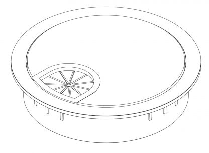 Passe-câbles de haute qualité en zamak, Ø 60 mm pour bureau avec joint-brosse, surface : chromée. Guide-câbles de table Passage de câbles de SISO / Danemark – Image 7