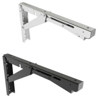 2 supports de table pliants pour charges lourdes EB-303 de haute qualité en acier inoxydable. Une paire de consoles pliantes jusqu'à 150kg de charge. Supports de volets de ROCA / Sugatsune