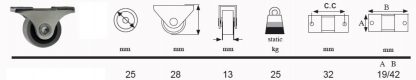4 roulettes de meubles, en polyuréthane robuste, surface : gris, 25 mm (1 »), 08.06.040-0. Jeu de roulettes pour commode sous le lit, coffre à jouets, coffre, boîte, boîte, appareils électroménagers, meubles et bien plus encore, par SISO Danemark – Image 2