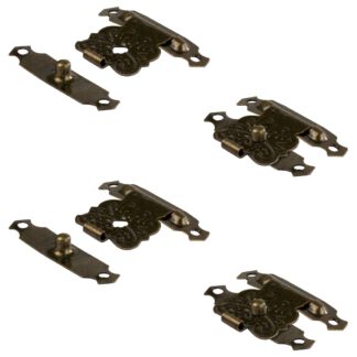 Set de 4 fermetures SISO / UMAXO® de haute qualité, pour les petites boîtes décoratives, les caisses ou les boîtes à bijoux. Mini-barre incl. Vis de fixation - bronze (30.00.052)
