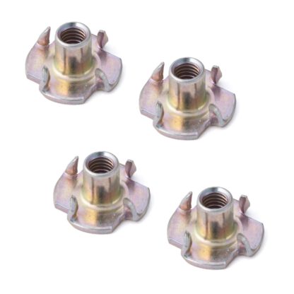 4 pièces d’écrou d’entraînement avec filetage M4, en acier robuste, surface : galvanisé, jaune, 15 mm (0,6 »), SC-124-4. Rainure d’enfoncement, pour vis, base de canapé, base d’armoire, roulette de meuble, construction de maisons préfabriquées et bie