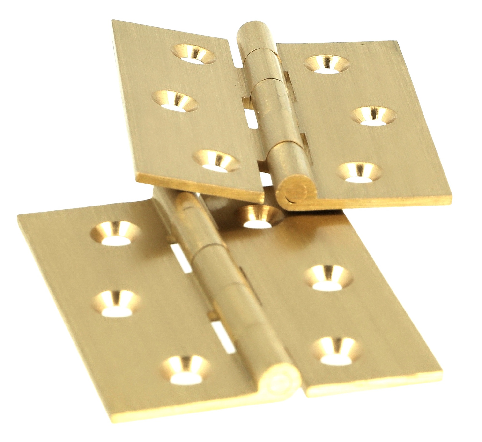2 charnières de meubles de haute qualité en laiton, perforées, 60x50x1,8 mm ; polies. Ruban adhésif pour meubles 15.13.125 de SISO Denmark