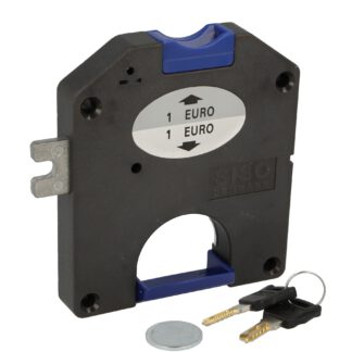Serrure de consigne pour pièces de 1 euro, serrure de casier fermant à droite. Serrure à monnaie pour casiers, vestiaires, casiers scolaires, armoires, etc. de SISO / UMAXO®.