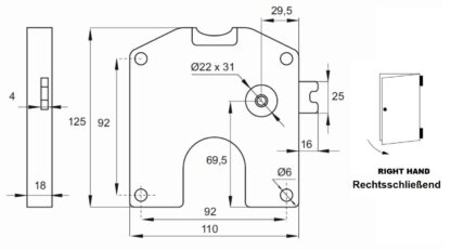 Serrure de consigne pour pièces de 1 euro, serrure de casier fermant à droite. Serrure à monnaie pour casiers, vestiaires, casiers scolaires, armoires, etc. de SISO / UMAXO®. – Image 3