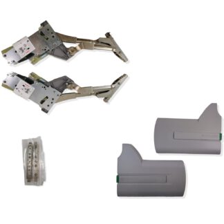 GRASS Hetal Kinvaro L-80 Ferrure d'abattant relevable avec assistance à l'ouverture et amortissement de fermeture réglable (sans traverse). Ferrure d'abattant avec caches gris