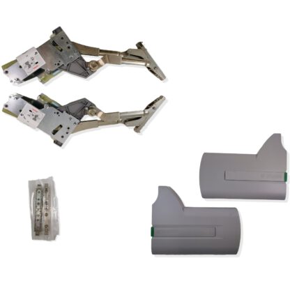 GRASS Hetal Kinvaro L-80 Ferrure d'abattant relevable avec assistance à l'ouverture et amortissement de fermeture réglable (sans traverse). Ferrure d'abattant avec caches gris