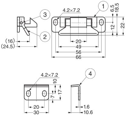 Fermeture à levier, loqueteau à doigt en polyamide avec une contre-plaque en acier, LL-66 de SUGATSUNE / Lamp (Japon) – Image 5
