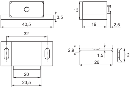 Loqueteau magnétique UMAXO® dans un boîtier en plastique avec contre-plaque, extra fort. Aimant de porte avec force de maintien de 4kg, fermeture magnétique. – Image 2