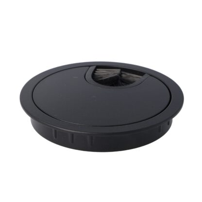Passe-câble massif de haute qualité en zamak, Ø80 mm pour bureau avec joint-brosse, finition : noir. Guide-câbles de table Passage de câbles de SISO / Danemark – Image 5