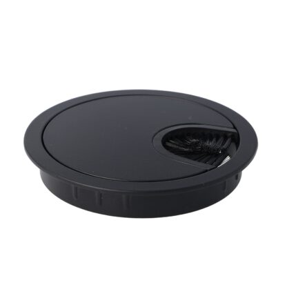 Passe-câble massif de haute qualité en zamak, Ø80 mm pour bureau avec joint-brosse, finition : noir. Guide-câbles de table Passage de câbles de SISO / Danemark – Image 6