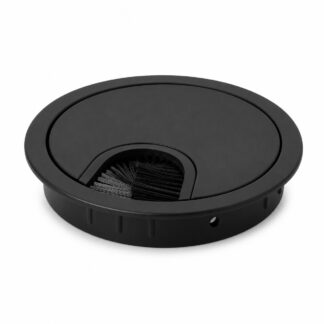 Passe-câble massif de haute qualité en zamak, Ø80 mm pour bureau avec joint-brosse, finition : noir. Guide-câbles de table Passage de câbles de SISO / Danemark
