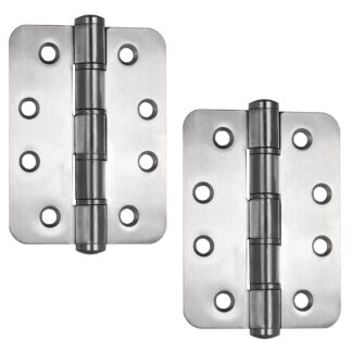 2 charnières de porte SISO / UMAXO® de haute qualité en acier inoxydable massif de 102 mm, avec coins arrondis, incl. vis. Paumelle pour portes lourdes. Charnière en acier inoxydable SUS304 (V2A), épaisseur du matériau 3mm