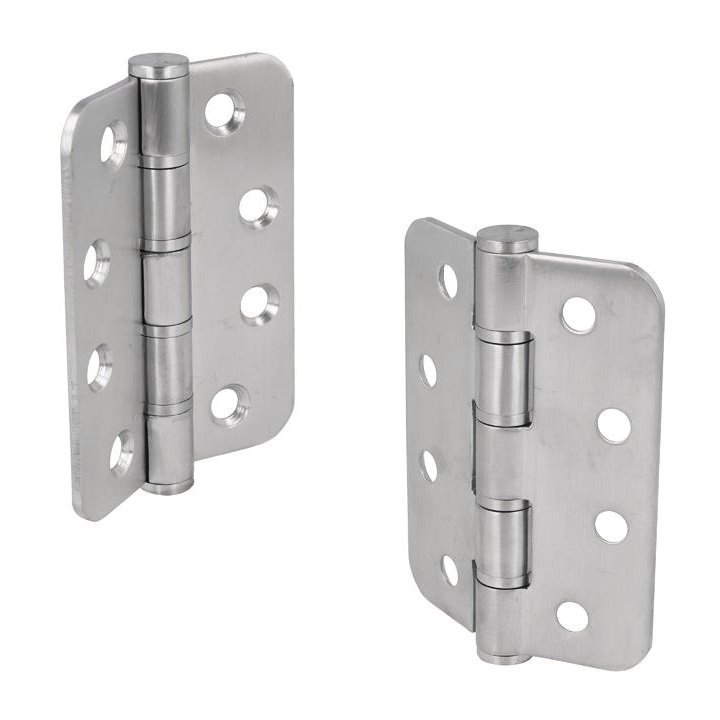 2 charnières de porte SISO / UMAXO® de haute qualité en acier inoxydable massif de 102 mm, avec coins arrondis, incl. vis. Paumelle pour portes lourdes. Charnière en acier inoxydable SUS304 (V2A), épaisseur du matériau 3mm – Image 3