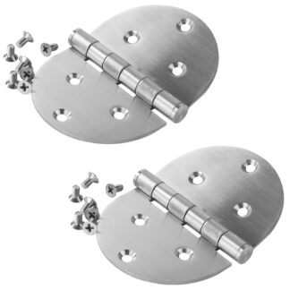 2 pièces de haute qualité SISO / UMAXO® charnières de porte rondes en acier inoxydable massif 98x70x2mm, incl. vis. Paumelle pour portes dans les zones humides. Charnière en acier inoxydable SUS304 (V2A), épaisseur du matériau 2mm
