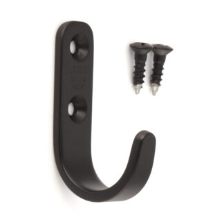 Crochet de haute qualité en acier inoxydable V2A revêtu de noir, pour montage mural. Crochets en acier inoxydable HJT-55SBL et HJT-70SBL de Sugatsune / LAMP® (Japon) - HJT-55SBL, 55 mm