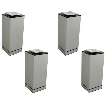 Pieds de meubles design, jeu de 4 pièces, profil carré: 40 x 40mm, couleur: Alu Silver, en aluminium, 3 dimensions, incl. Plaque à visser d’UMAXO