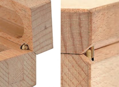 2 charnières UMAXO® à encastrer Ø5 x 15 mm en laiton pour boîtes à bijoux, petites caisses ou abattants. Bande à percer – Image 2