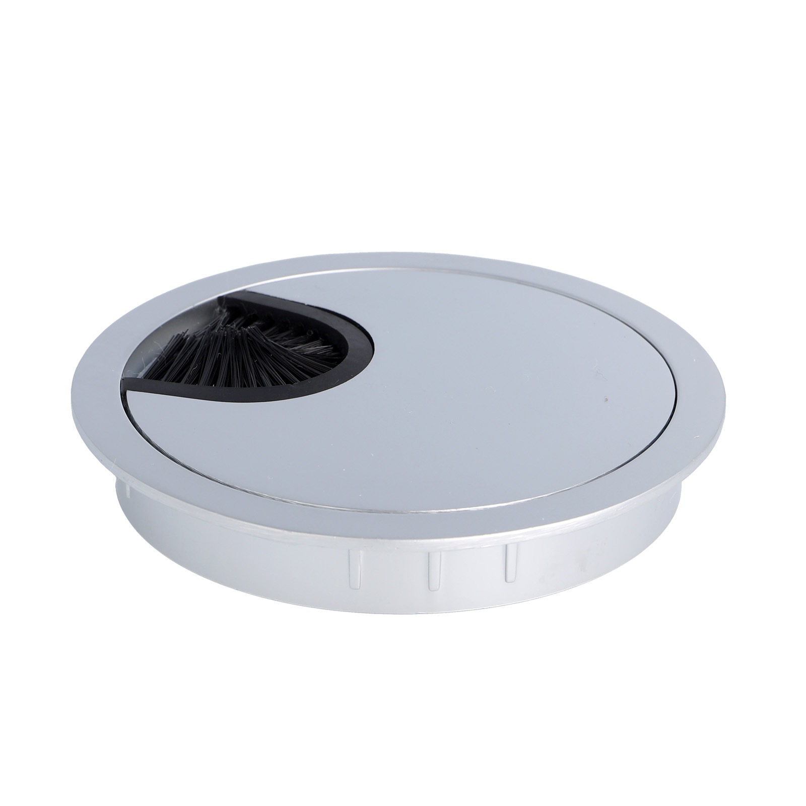 Passage de câbles massif de haute qualité en zamak, Ø80 mm pour bureau avec joint brosse, surface : aspect aluminium. Guide-câbles de table Passage de câbles de SISO / Danemark – Image 4