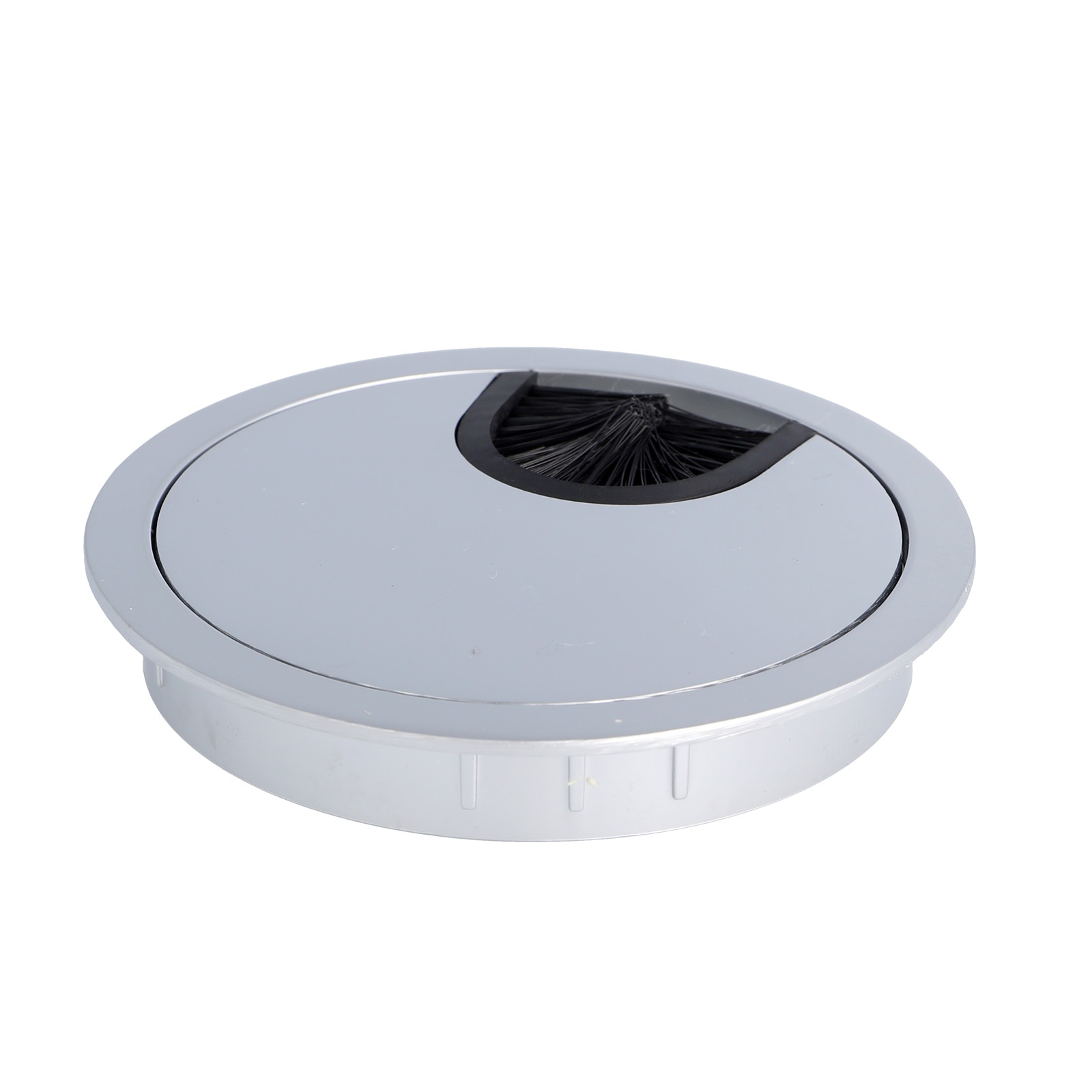 Passage de câbles massif de haute qualité en zamak, Ø80 mm pour bureau avec joint brosse, surface : aspect aluminium. Guide-câbles de table Passage de câbles de SISO / Danemark – Image 5