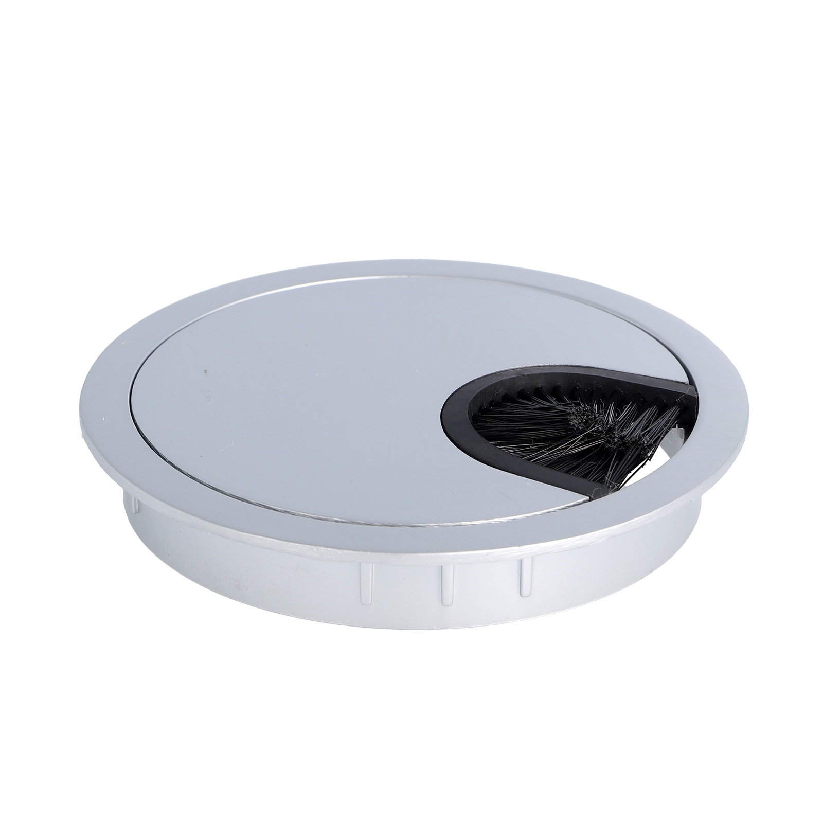 Passage de câbles massif de haute qualité en zamak, Ø80 mm pour bureau avec joint brosse, surface : aspect aluminium. Guide-câbles de table Passage de câbles de SISO / Danemark – Image 6