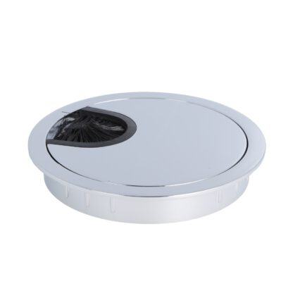 Passe-câble massif de haute qualité en zamak, Ø80 mm pour bureau avec joint brosse, surface : chromée. Guide-câbles de table Passage de câbles de SISO / Danemark – Image 4