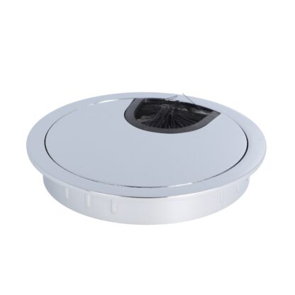 Passe-câble massif de haute qualité en zamak, Ø80 mm pour bureau avec joint brosse, surface : chromée. Guide-câbles de table Passage de câbles de SISO / Danemark – Image 5