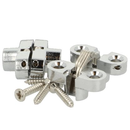2 pièces de charnière croisée invisible 25mm en zamak avec surface en acier inoxydable. Bande de meuble invisible de UMAXO®, pliable à 180°. Charnière de meuble cachée à encastrer – Image 2