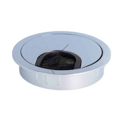 Passe-câbles de haute qualité en zamak, Ø 60 mm pour bureau avec joint-brosse, surface : chromée. Guide-câbles de table Passage de câbles de SISO / Danemark