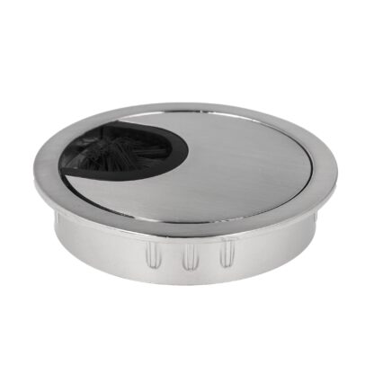 Passe-câble de haute qualité en zamak, ⌀60 mm (2-3/8") pour bureau avec joint à brosse, surface : aspect acier inoxydable. Guide-câbles de table Passage de câbles de SISO / Danemark – Image 4