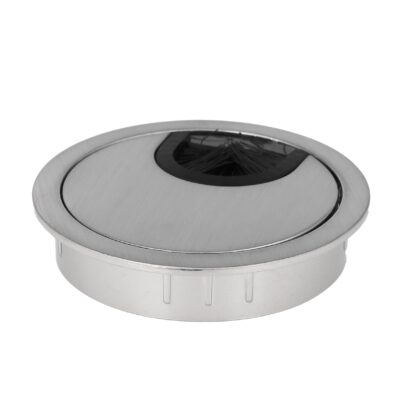 Passe-câble de haute qualité en zamak, ⌀60 mm (2-3/8") pour bureau avec joint à brosse, surface : aspect acier inoxydable. Guide-câbles de table Passage de câbles de SISO / Danemark – Image 3