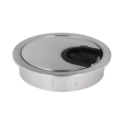 Passe-câble de haute qualité en zamak, ⌀60 mm (2-3/8") pour bureau avec joint à brosse, surface : aspect acier inoxydable. Guide-câbles de table Passage de câbles de SISO / Danemark – Image 5
