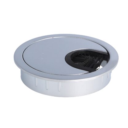 Passage de câbles de haute qualité en zamak, Ø 60 mm pour bureau avec joint brosse, surface : look aluminium. Guide-câbles de table Passage de câbles de SISO / Danemark – Image 4
