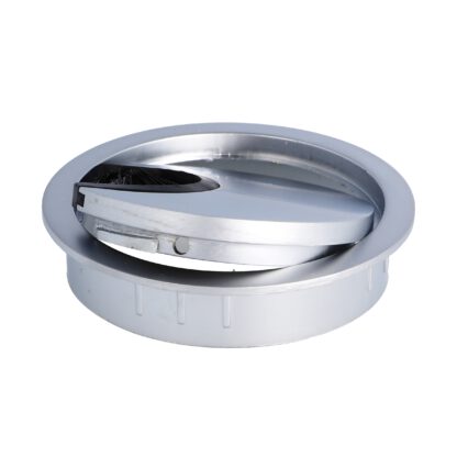 Passage de câbles de haute qualité en zamak, Ø 60 mm pour bureau avec joint brosse, surface : look aluminium. Guide-câbles de table Passage de câbles de SISO / Danemark – Image 5