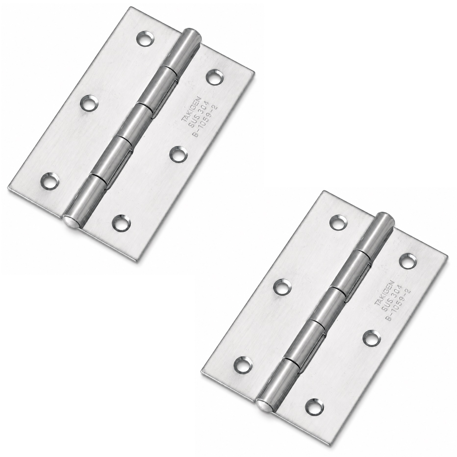 2 pièces de charnière vissée de haute qualité, fabriquées en acier inoxydable SUS304, capacité de charge : 10 kg (22 lbs), 76 mm (2-63/64"), B-1059-2. Charnière plate robuste pour portes de machines, portes d’enceinte, trappes de maintenance et bien plus encore, par TAKIGEN (Japon)