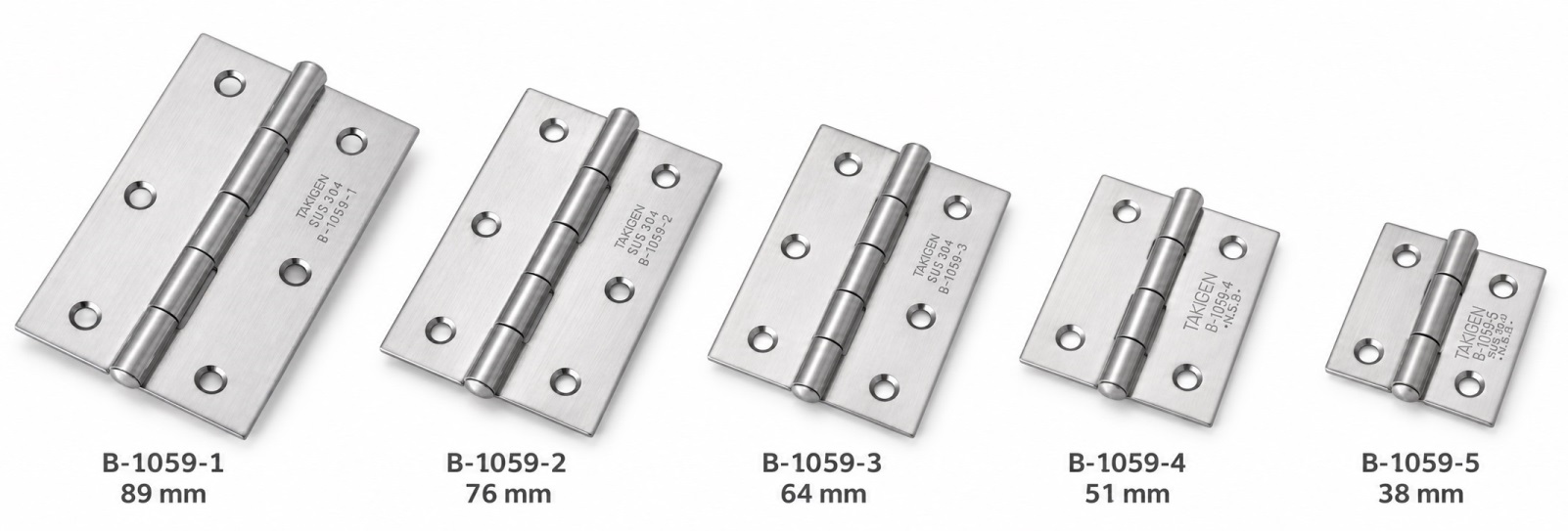 2 pièces de charnière vissée de haute qualité, fabriquées en acier inoxydable SUS304, capacité de charge : 10 kg (22 lbs), 76 mm (2-63/64"), B-1059-2. Charnière plate robuste pour portes de machines, portes d’enceinte, trappes de maintenance et bien plus encore, par TAKIGEN (Japon) – Image 3