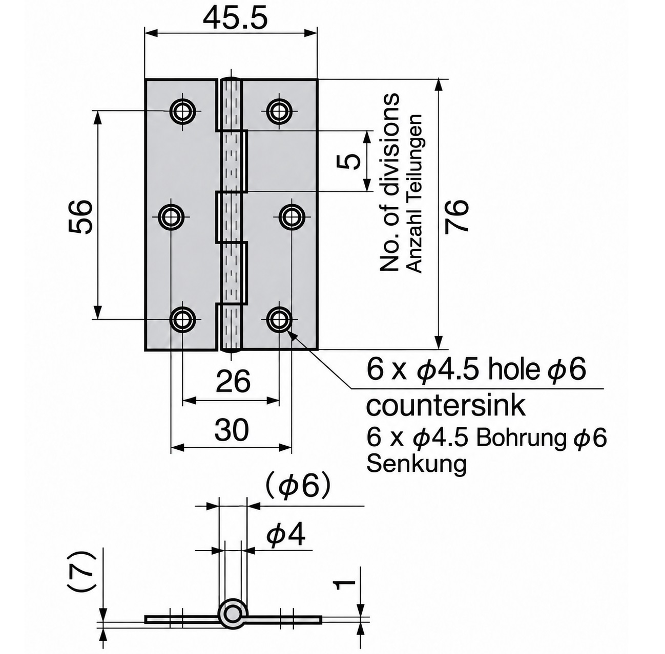 2 pièces de charnière vissée de haute qualité, fabriquées en acier inoxydable SUS304, capacité de charge : 10 kg (22 lbs), 76 mm (2-63/64"), B-1059-2. Charnière plate robuste pour portes de machines, portes d’enceinte, trappes de maintenance et bien plus encore, par TAKIGEN (Japon) – Image 2