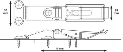 4 pièces de fermeture de pince de table coulissante en acier, galvanisée, réglable, avec deux verrous de position, 70 mm (2.8 ») 24.03.003-6. Fermeture de tension Catch #22 en acier, galvanisé, pour table extensible, boîte, boîtier d’instrument, plan – Image 2