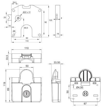 Serrure de paiement avec porte-monnaie pour pièce de 2 euros, version : fermeture à gauche, 14.60.253-0+14.60.210-0. – Image 2