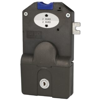 Serrure de paiement avec porte-monnaie pour pièce de 2 euros, version : droite, 14.60.252-0+14.60.210-0.