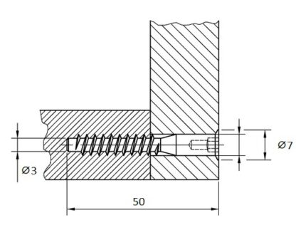 20 pièces de Confirmat, connecteur monobloc à tête fraisée pour trou de perçage ⌀3,5 mm, avec douille hexagonale SW3 mm, en acier robuste, surface : galvanisée, 50 mm (2 »), 7011905. Vis pour meubles, pour meubles, meubles, étagères, meubles de carca – Image 3