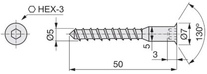 20 pièces de Confirmat, connecteur monobloc à tête fraisée pour trou de perçage ⌀3,5 mm, avec douille hexagonale SW3 mm, en acier robuste, surface : galvanisée, 50 mm (2 »), 7011905. Vis pour meubles, pour meubles, meubles, étagères, meubles de carca – Image 2