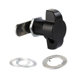 Serrure à pêne tournant pour cadenas, avec fonction poignée, surface : noire, 25 mm (1 »), version : droite, 14.04.587-9. Serrure à pêne tournant pour cadenas, pour casiers, armoire en tôle, armoire à casiers et bien plus encore, par SISO Danemark
