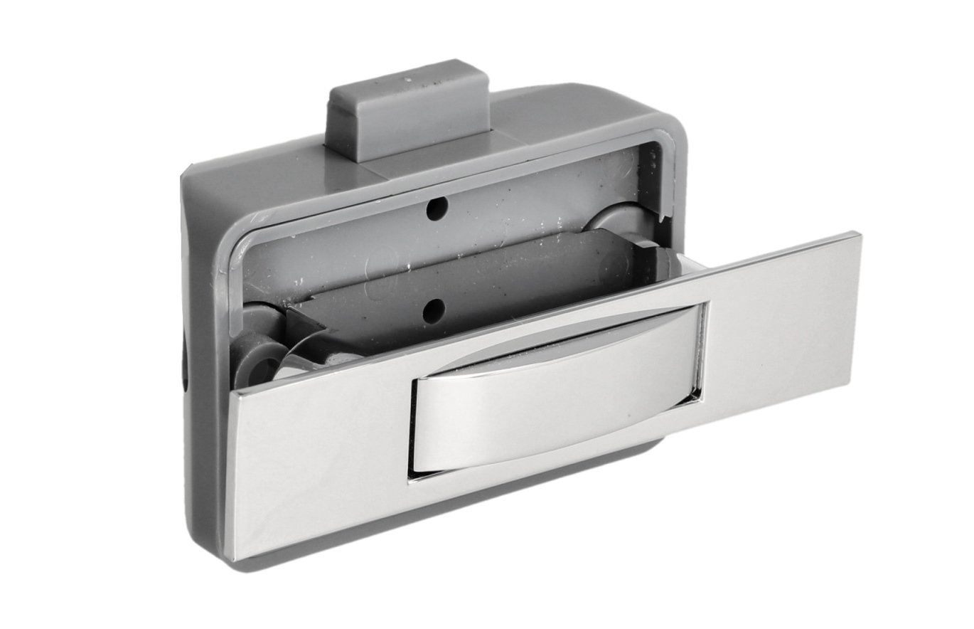 Bouton-pression de haute qualité avec fermeture en douceur et fonction de poignée, en zamak, surface : chromée, design : rectangulaire, 14.03.042-0. – Image 6