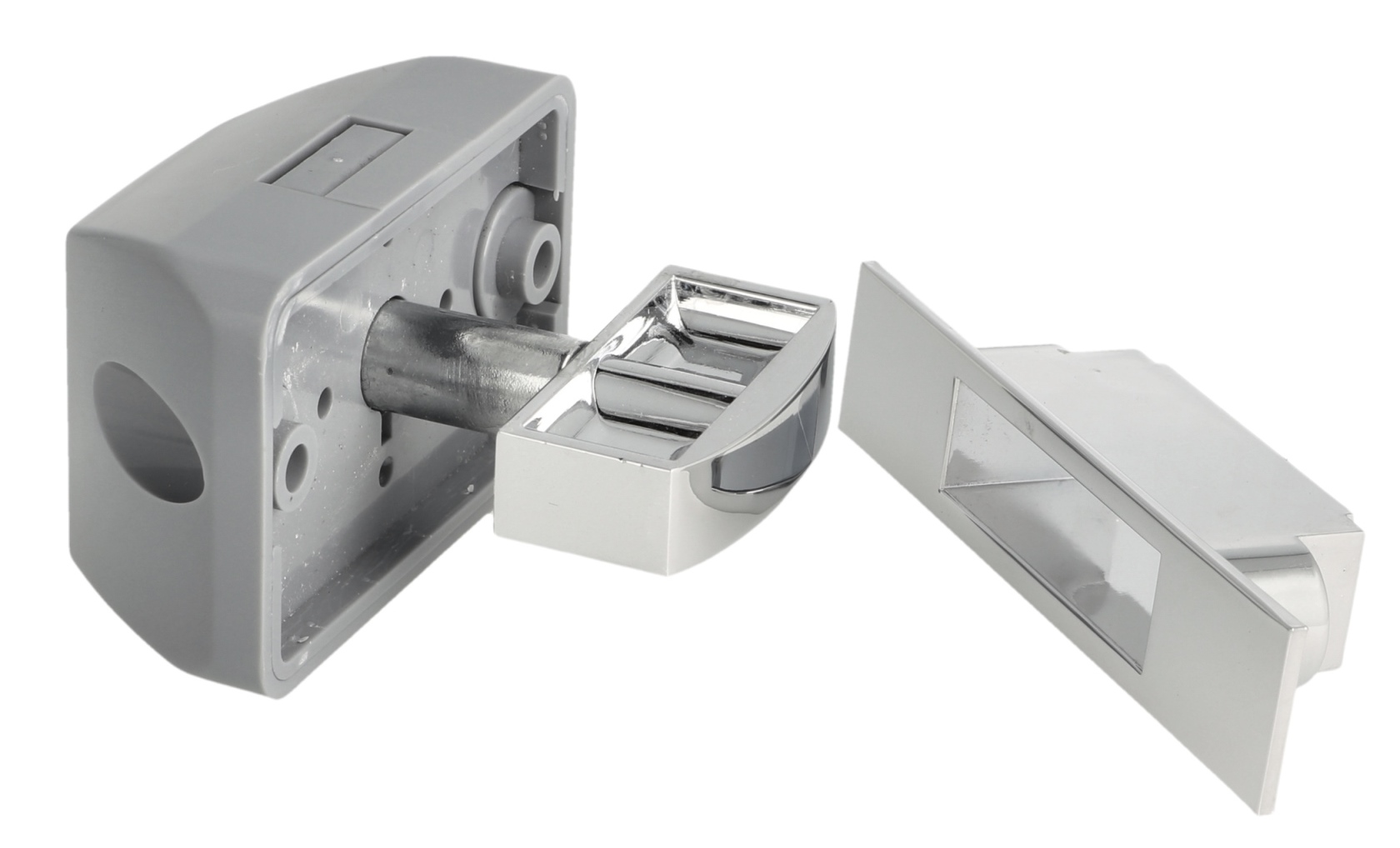 Bouton-pression de haute qualité avec fermeture en douceur et fonction de poignée, en zamak, surface : chromée, design : rectangulaire, 14.03.042-0. – Image 7