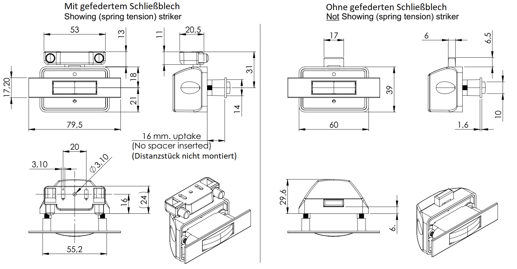Bouton-pression de haute qualité avec fermeture en douceur et fonction de poignée, en zamak, surface : chromée, design : rectangulaire, 14.03.042-0. – Image 4