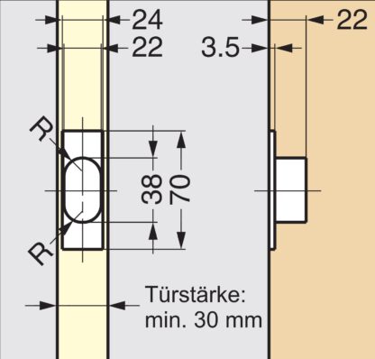Coque en acier inoxydable, V2A (SUS304), 70 mm (2,8") YK-70. Coque de poignée en acier inoxydable de haute qualité en acier inoxydable V2A (SUS304), satiné mat, pour portes, portes coulissantes, salles de bains, bateaux, environnements humides par Sugatsune / LAMP® (Japon) – Image 3