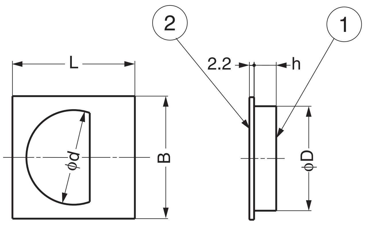 Poignée en acier inoxydable, semi-circulaire, V2A (SUS304), 47 mm (1-7/8) SKH-47. Coque de poignée en acier inoxydable de haute qualité en acier inoxydable V2A (SUS304), mat satiné, pour portes coulissantes, portes, navires, environnements humides par Sugatsune / LAMP® (Japon) – Image 2